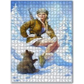 Cakapuzzle Karlar İçinde Seksi Rus Askeri ve Yavru Ayı Ahşap 1000 Parça Puzzle