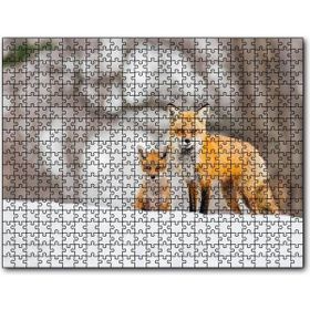 Cakapuzzle Karlar Üzerinde Kutup Tilkisi ve Yavrusu Mdf 120 Parça Puzzle