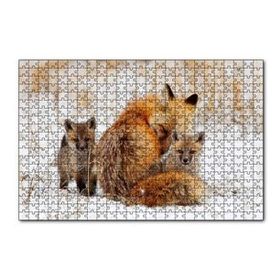 Cakapuzzle Karlar Üzerindeki Kızıl Tilki ve Yavruları 120 Parça Ahşap Puzzle