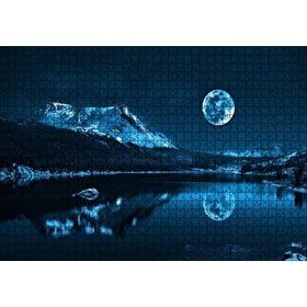 Cakapuzzle Karlı Dağ Orman Göl ve Süper Ay 120 Parça Ahşap Puzzle