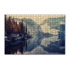 Cakapuzzle Karlı Dağlar Göl ve Sonbahar Ağaçları 120 Parça Ahşap Puzzle