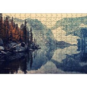 Cakapuzzle Karlı Dağlar Göl ve Sonbahar Ağaçları 255 Parça Puzzle