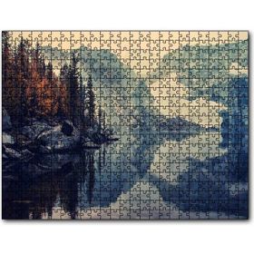 Cakapuzzle Karlı Dağlar Göl ve Sonbahar Ağaçları Mdf 1000 Parça Puzzle
