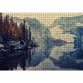 Cakapuzzle Karlı Dağlar Göl ve Sonbahar Ağaçları Mdf 1000 Parça Puzzle