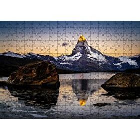 Cakapuzzle Karlı Dağlar ve Altın Rengi Zirve 120 Parça Ahşap Puzzle