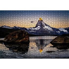 Cakapuzzle Karlı Dağlar ve Altın Rengi Zirve 120 Parça Ahşap Puzzle