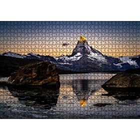 Cakapuzzle Karlı Dağlar ve Altın Rengi Zirve 120 Parça Ahşap Puzzle