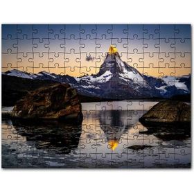 Cakapuzzle Karlı Dağlar ve Altın Rengi Zirve 120 Parça Puzzle