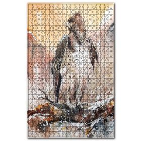 Cakapuzzle Karlı Dalda Sert Bakışlı Şahin Ahşap 500 Parça Puzzle