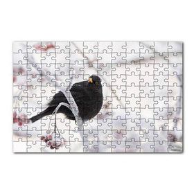 Cakapuzzle Karlı Dalların Üzerindeki Karatavuk 120 Parça Ahşap Puzzle