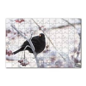 Cakapuzzle Karlı Dalların Üzerindeki Karatavuk 120 Parça Ahşap Puzzle