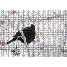 Cakapuzzle Karlı Dalların Üzerindeki Karatavuk 120 Parça Ahşap Puzzle