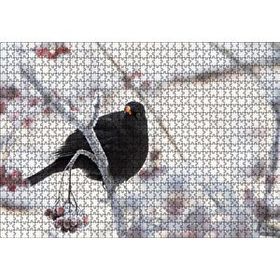 Cakapuzzle Karlı Dalların Üzerindeki Karatavuk 120 Parça Ahşap Puzzle
