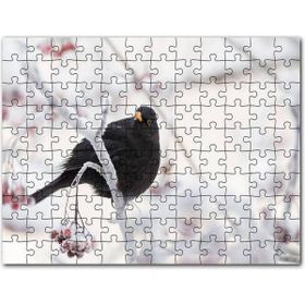 Cakapuzzle Karlı Dalların Üzerindeki Karatavuk Mdf 255 Parça Puzzle