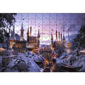 Cakapuzzle Karlı Nehir Köprü ve Tarihi Kale 120 Parça Ahşap Puzzle