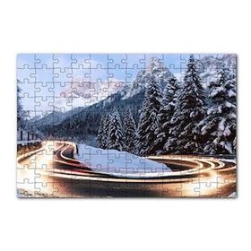 Cakapuzzle Karlı Orman İçindeki Yol Uzun Pozlama Çekim 120 Parça Ahşap Puzzle