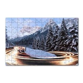 Cakapuzzle Karlı Orman İçindeki Yol Uzun Pozlama Çekim 120 Parça Ahşap Puzzle