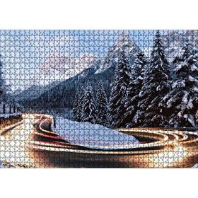 Cakapuzzle Karlı Orman İçindeki Yol Uzun Pozlama Çekim 120 Parça Ahşap Puzzle