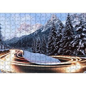 Cakapuzzle Karlı Orman İçindeki Yol Uzun Pozlama Çekim 120 Parça Ahşap Puzzle