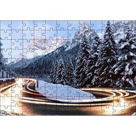 Cakapuzzle Karlı Orman İçindeki Yol Uzun Pozlama Çekim 120 Parça Ahşap Puzzle