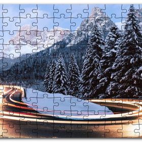Cakapuzzle Karlı Orman İçindeki Yol Uzun Pozlama Çekim Mdf 1000 Parça Puzzle