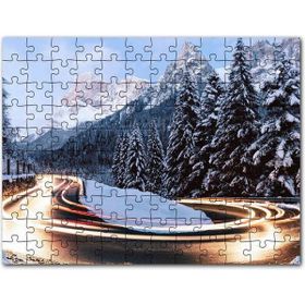 Cakapuzzle Karlı Orman İçindeki Yol Uzun Pozlama Çekim Mdf 1000 Parça Puzzle