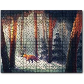 Cakapuzzle Karlı Ormanda Yürüyen Tilki ve Güneş Işıkları Mdf 1000 Parça Puzzle
