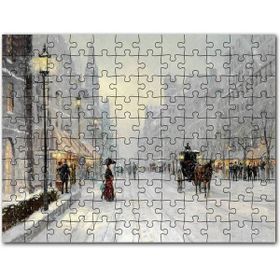 Cakapuzzle Karlı Şehir Kahverengi At Görseli 1000 Parça Puzzle