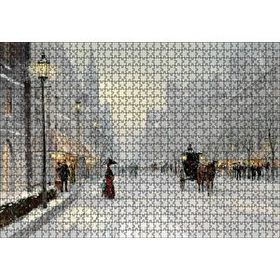 Cakapuzzle Karlı Şehir Kahverengi At Görseli 120 Parça Ahşap Puzzle