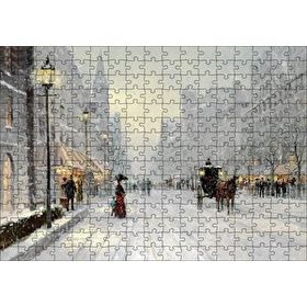 Cakapuzzle Karlı Şehir Kahverengi At Görseli 255 Parça Puzzle