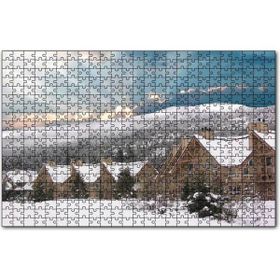 Cakapuzzle Karlı Tepeler ve Bulutların Ardındaki Güneş Mdf 500 Parça Puzzle