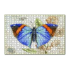 Cakapuzzle Kartpostal Üstünde Mavi Kelebek 255 Parça Puzzle