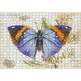 Cakapuzzle Kartpostal Üstünde Mavi Kelebek 255 Parça Puzzle