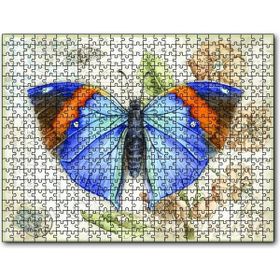Cakapuzzle Kartpostal Üstünde Mavi Kelebek 500 Parça Puzzle