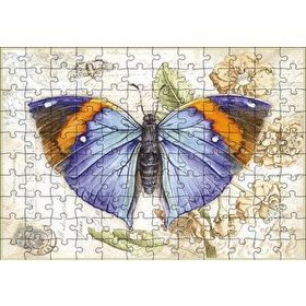 Cakapuzzle Kartpostal Üstünde Mavi Kelebek Mdf 120 Parça Puzzle