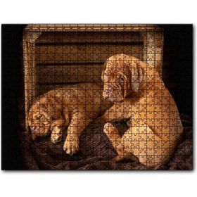 Cakapuzzle Kasadaki Kahverengi Boxer Yavruları Mdf 1000 Parça Puzzle