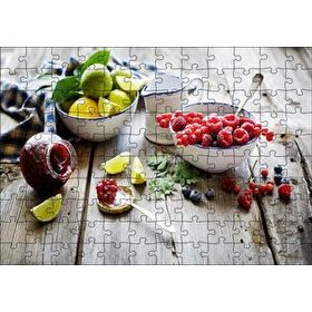 Cakapuzzle Kasede Ahududu Kızılcık Limon Lime ve Reçel Kavanozu 120 Parça Puzzle