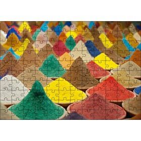 Cakapuzzle Kaselerde Renkli Toz Baharatlar 120 Parça Ahşap Puzzle