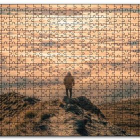 Cakapuzzle Kayalar Üstündeki Adam ve Bulutlar Mdf 1000 Parça Puzzle