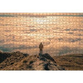 Cakapuzzle Kayalar Üstündeki Adam ve Bulutlar Mdf 500 Parça Puzzle