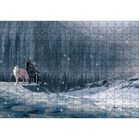 Cakapuzzle Kayalık Duvar Karlar Beyaz Kurt ve Şövalye 120 Parça Ahşap Puzzle