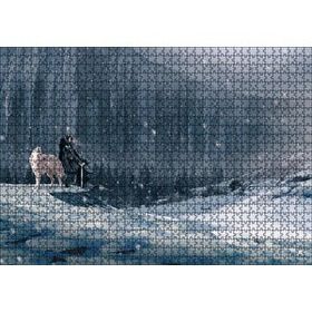 Cakapuzzle Kayalık Duvar Karlar Beyaz Kurt ve Şövalye Mdf 1000 Parça Puzzle