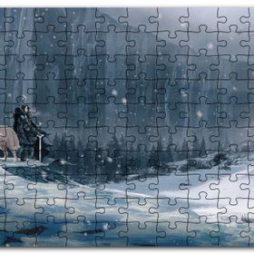 Cakapuzzle Kayalık Duvar Karlar Beyaz Kurt ve Şövalye Mdf 120 Parça Puzzle