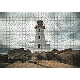 Cakapuzzle Kayalıklar Deniz Feneri ve Bulutlu Gökler 120 Parça Ahşap Puzzle