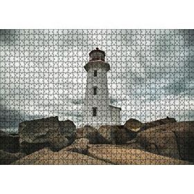 Cakapuzzle Kayalıklar Deniz Feneri ve Bulutlu Gökler Mdf 1000 Parça Puzzle