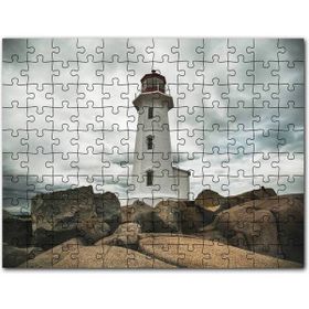 Cakapuzzle Kayalıklar Deniz Feneri ve Bulutlu Gökler Mdf 120 Parça Puzzle