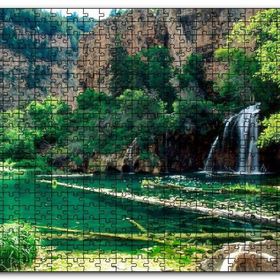 Cakapuzzle Kayalıklar Şelale Göl Manzarası Mdf 120 Parça Puzzle