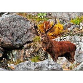Cakapuzzle Kayalıklar ve Boynuzlu Kahverengi Geyik Mdf 120 Parça Puzzle