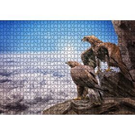 Cakapuzzle Kayalıklardan Yeryüzünü İzleyen Kartallar ve Bulutlar 120 Parça Ahşap Puzzle