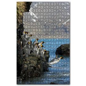 Cakapuzzle Kayalıktan Suya Atlayan Penguenler Ahşap 1000 Parça Puzzle